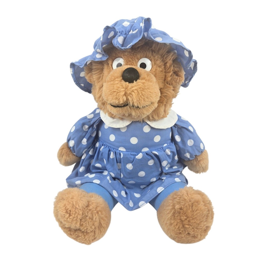 Vintage 1993 Berenstain Bears Mama Bear Plush Polka Dot Dress Blue 19" Chosun